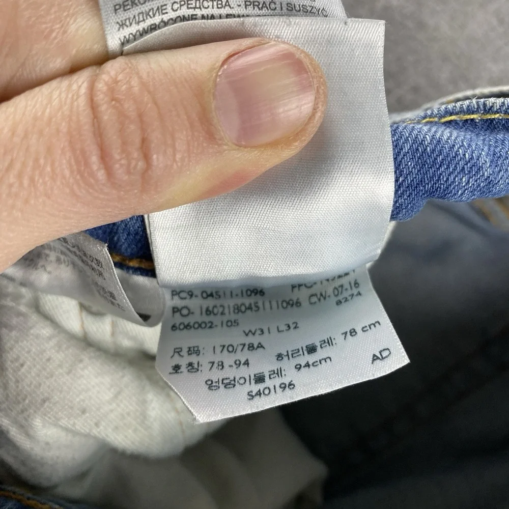 Levis 511 Slim Fit‎ Jeans Mens 31x32 Blue Light Wash Low Rise